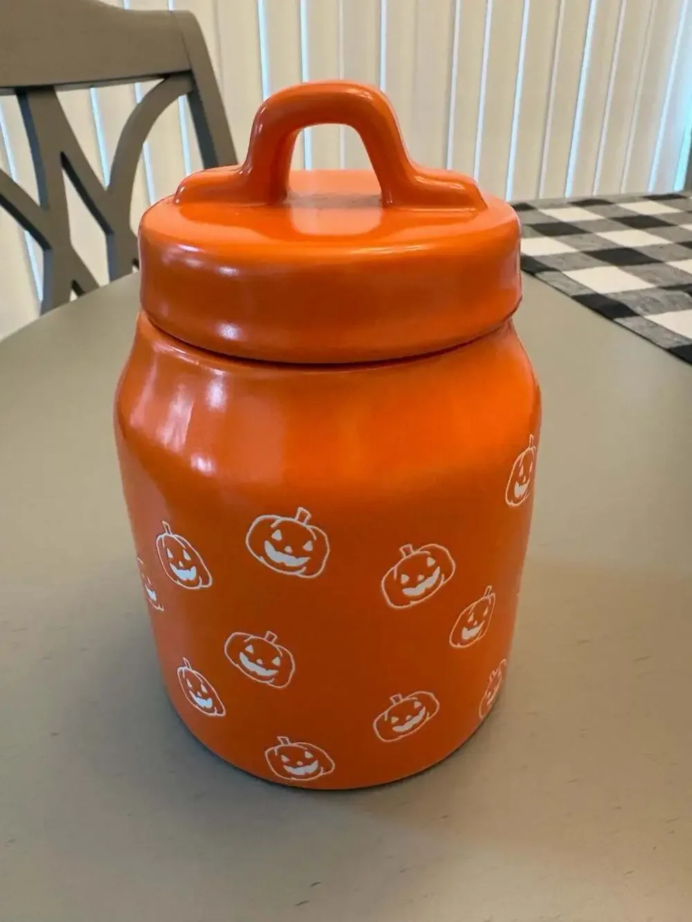 Rae Dunn Orange Pumpkin Pattern TREATS Canister